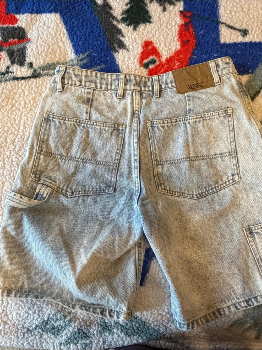 Wesc Light Blue Denim Cargo Shorts - Picture 1 of 5